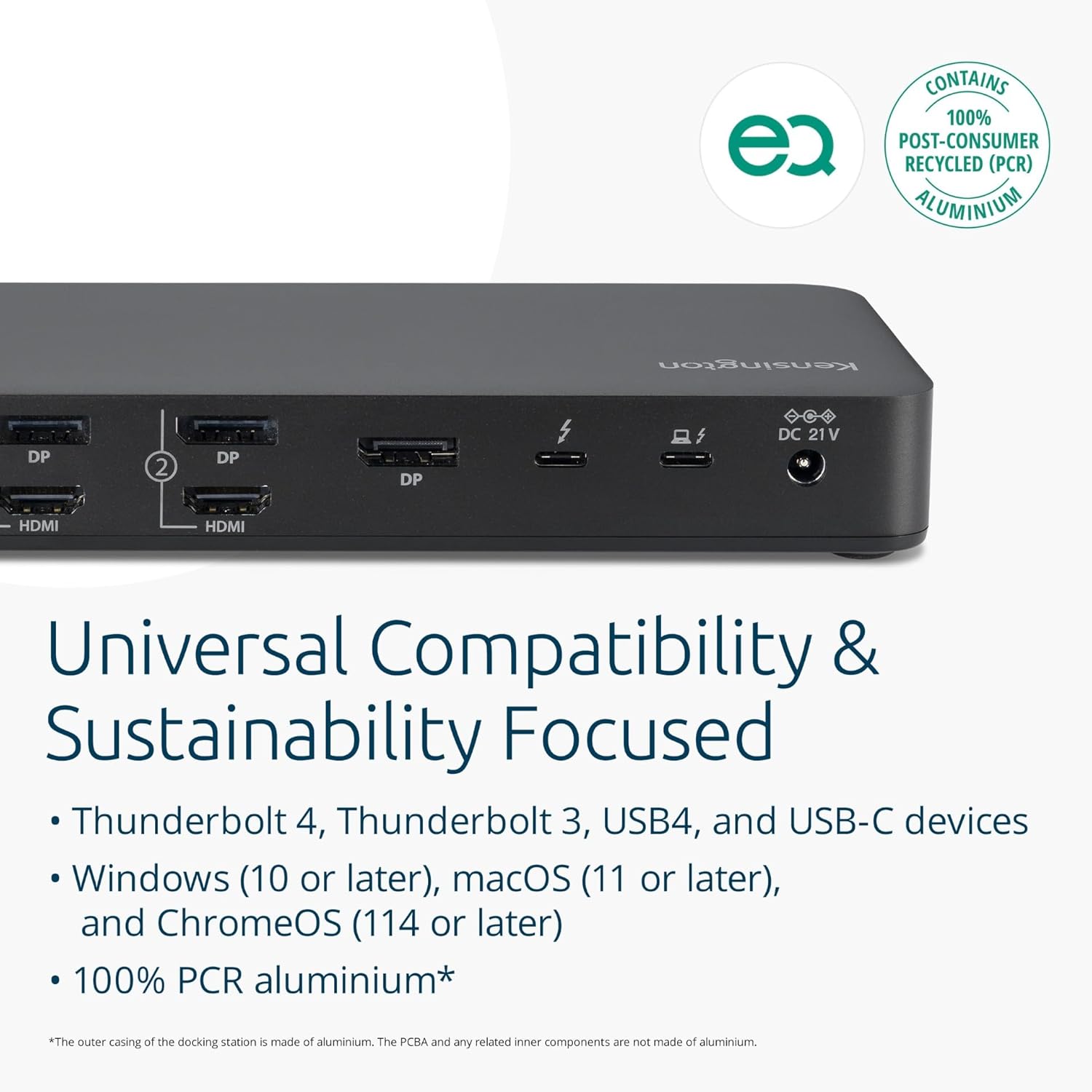 Kensington SD5920T EQ Thunderbolt 4 Quad 4K Hybrid Dock with DisplayLink Technology, SD & Micro SD Card Readers, 100W Power Charging, Ethernet & USB-A & USB-C 3.2 Ports (K35234EU