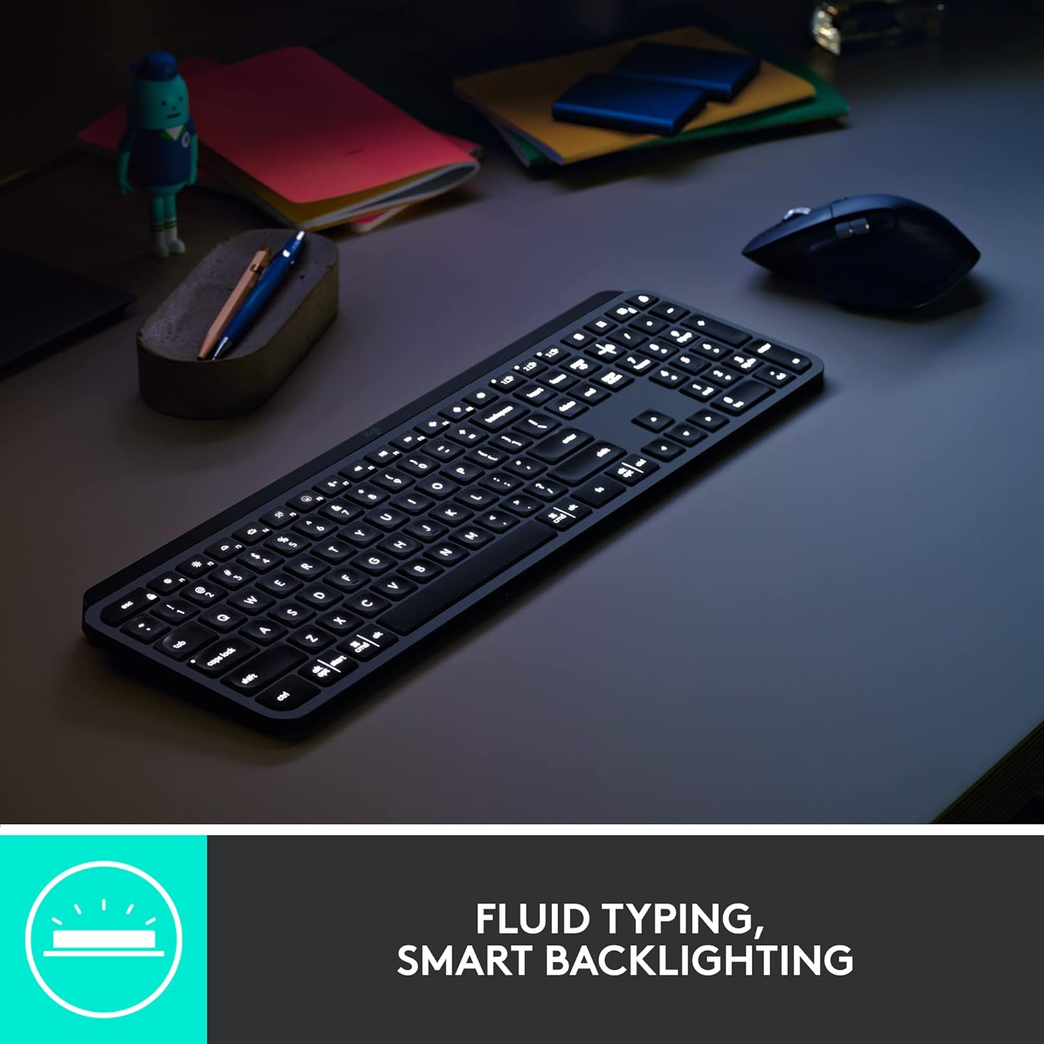 Logitech MX Keys Combo for Business | Gen 2, Full Size Wireless Keyboard and Wireless Mouse, QWERTY Spanish - Grey