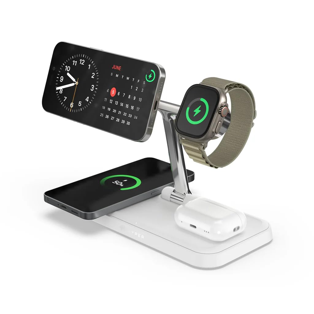 Hyper - Hyperjuice Qi2 4 In 1 Charging Stand - White