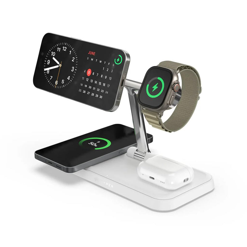 Hyper - Hyperjuice Qi2 4 In 1 Charging Stand - White