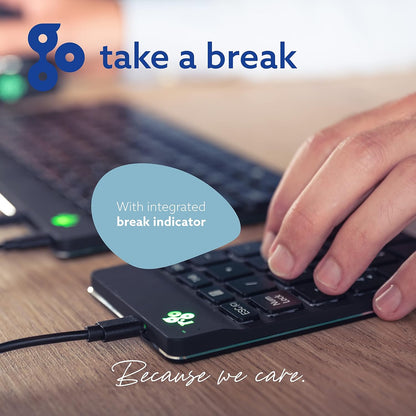 R-Go Ergononic Numpad With Break Indicator - Wired USB-A/USB-C, Black