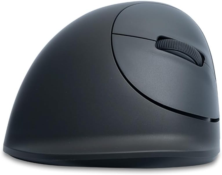 R-Go HE Basic ergonomic mouse, wireless Bluetooth 5.0, Rechargeable, Vertical design, 1600DPI and 3 Buttons, Prevents tennis elbow/RSI arm, For Windows/Mac - Black