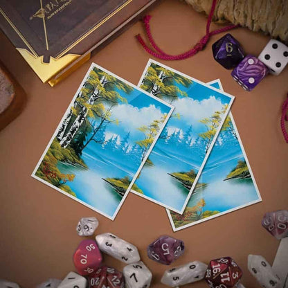 Ultra PRO - Bob Ross Lakeside Path 105ct APEX™ Deck Protector Sleeves, Bob Ross Collectibles, Art-Themed Card Sleeves, Trading Card Accessories, Vibrant Card Sleeves