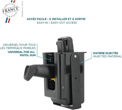 Mobilis Holster for pistol grip devices to screw on forklift - Easy access system - Made in France