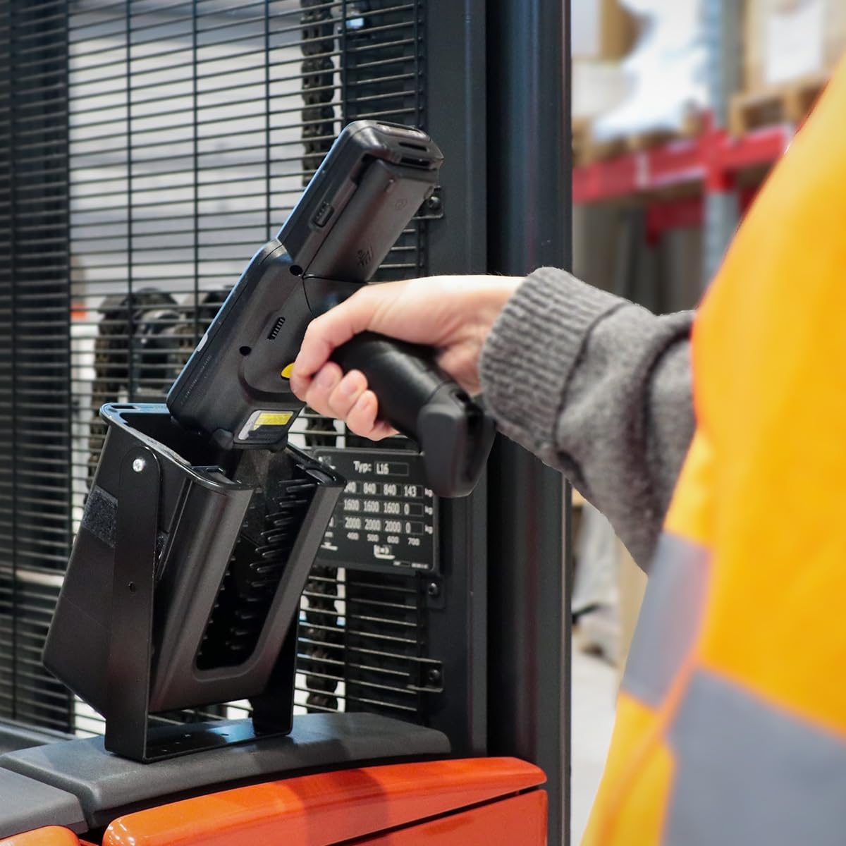 Mobilis Holster for pistol grip devices to screw on forklift - Easy access system - Made in France