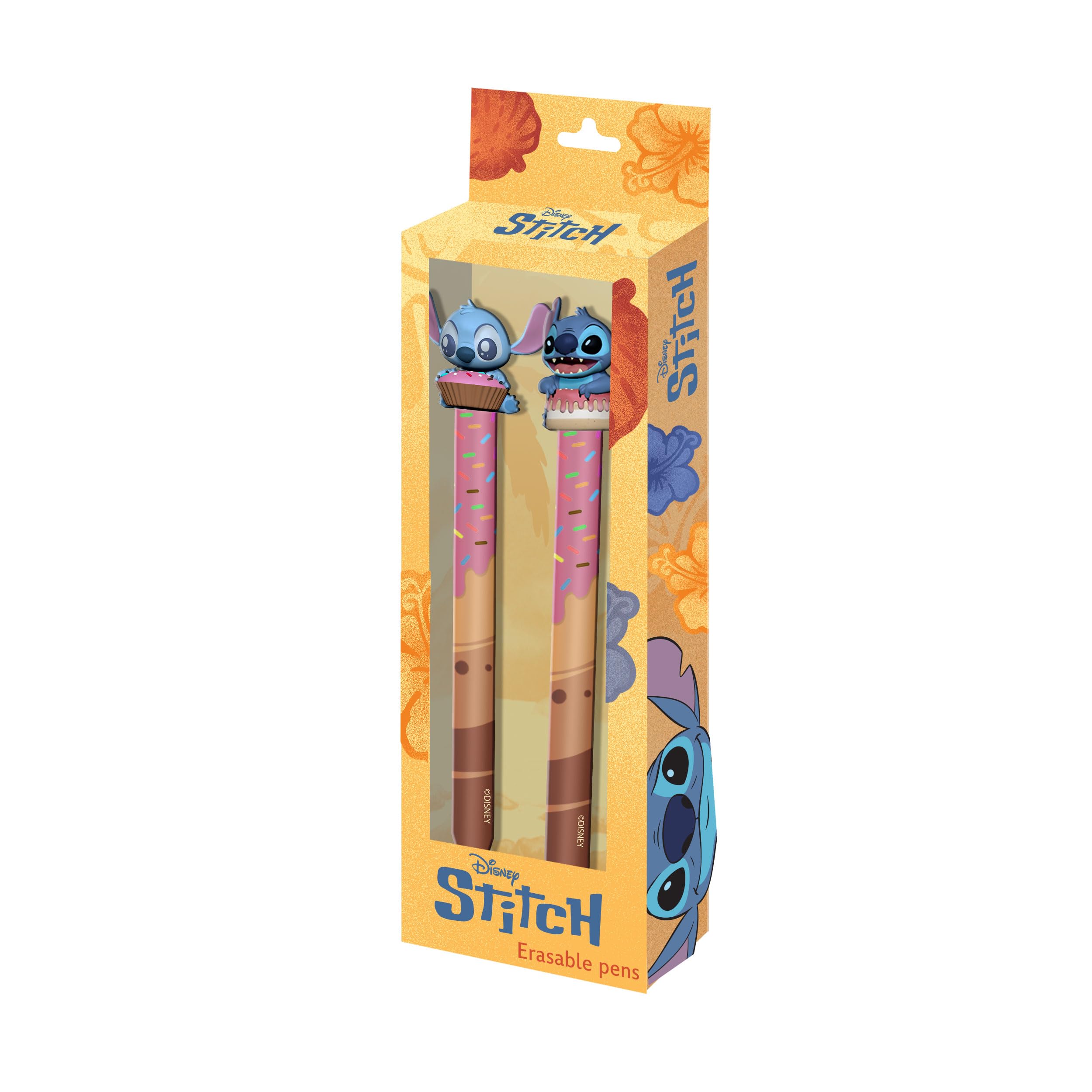 Disney Lilo and Stitch Mix-Pack of 2 Erasable Gel Pens, Yellow, 9.5 x 23 cm