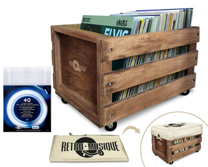 12?=?Ý?¥ LP Wooden Crate on Wheels. Bearing Wheels for Durability