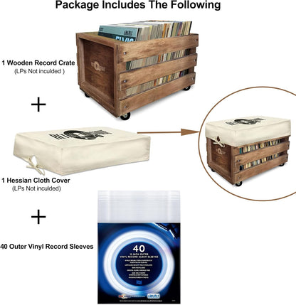 12?=?Ý?¥ LP Wooden Crate on Wheels. Bearing Wheels for Durability