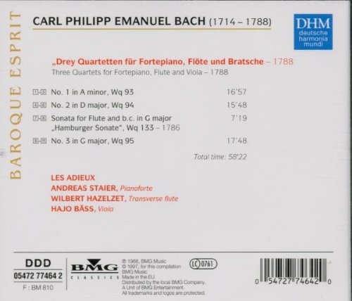 CPE Bach: Chamber Music - Quartets for Fortepiano, Flute & Viola