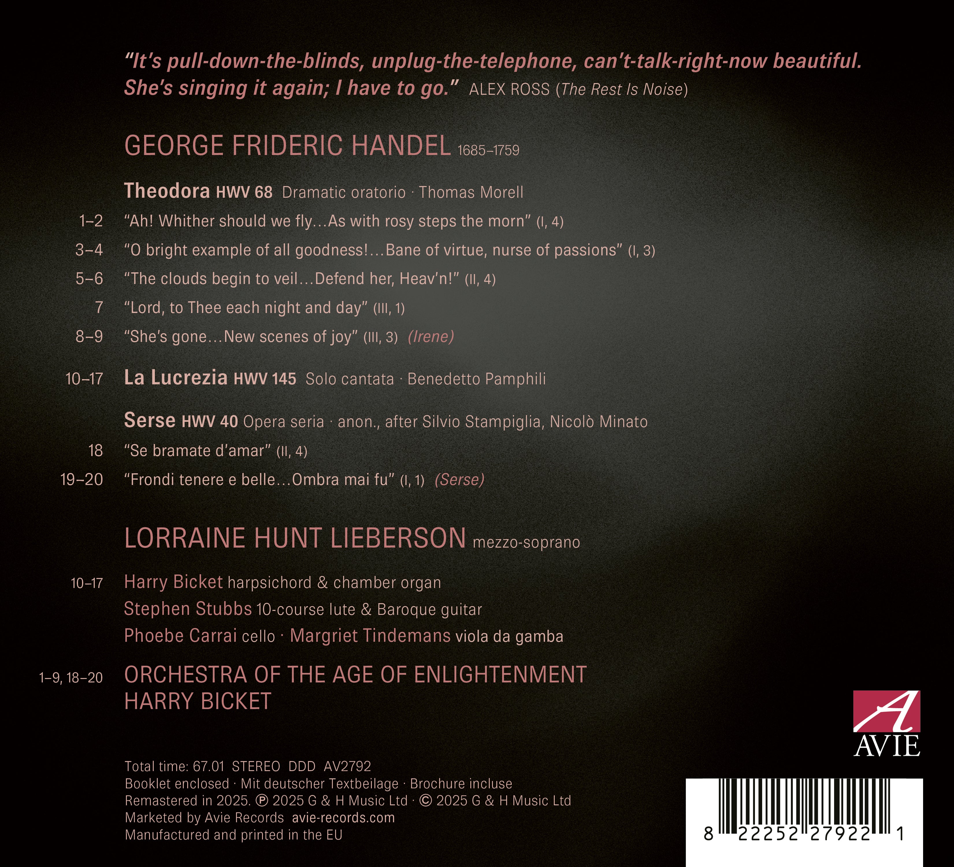Lorraine Hunt Lieberson: Handel Arias