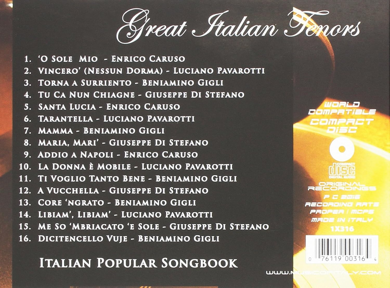 Grandi Tenori - Canzoni Popolari Italian