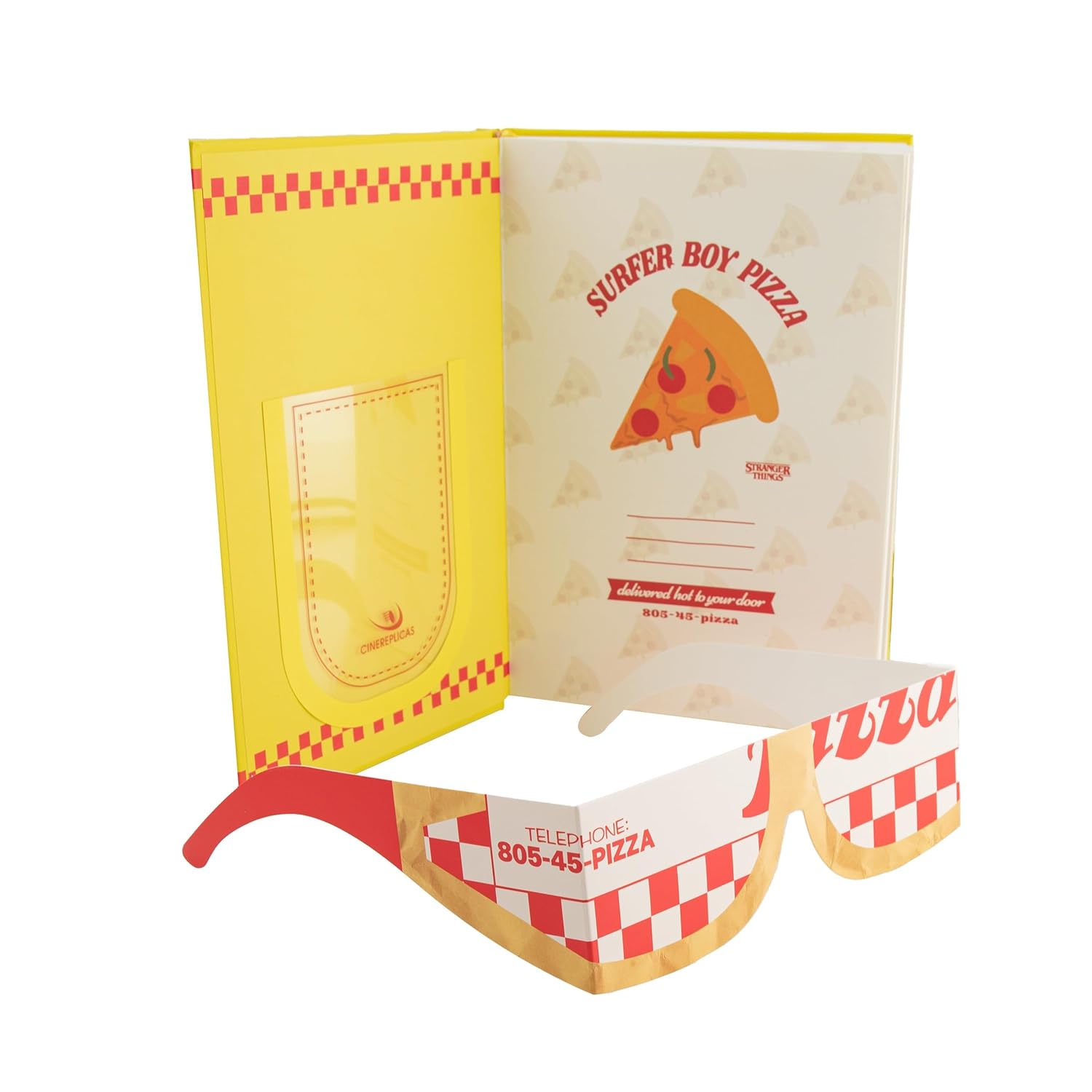 Cinereplicas Stranger Things - Surfer Boy Pizza Quaderno con copertina rigida - 14,5 * 21cm 160p - Licenza ufficiale