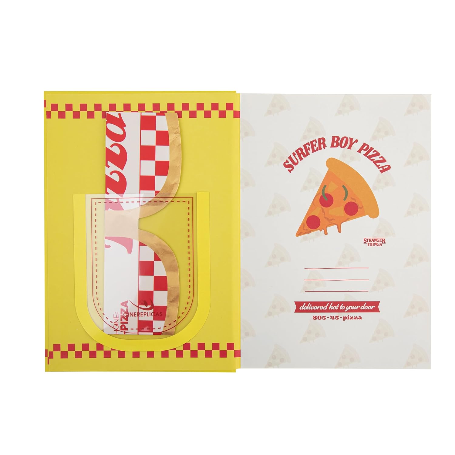 Cinereplicas Stranger Things - Surfer Boy Pizza Quaderno con copertina rigida - 14,5 * 21cm 160p - Licenza ufficiale