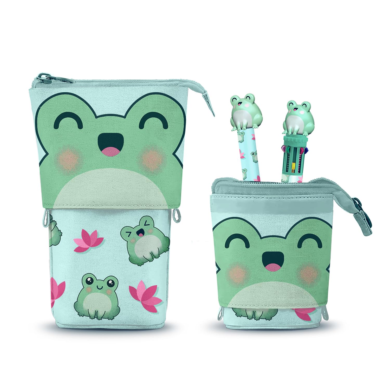 Oh My Pop! Cute Pencil Case + 10-Colour Pen + Erasable Gel Pen School Set 3 Pieces 11.5 x 17 cm, One Size