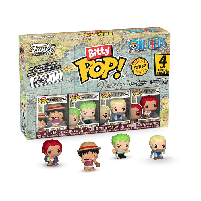 Funko Bitty Pop! One Piece - Luffy 4pk und eine Überraschungs-Mini-Figur - 0.9 Inch (2.2 cm) - Monkey D. Ruffy Sammlerstück Stapelbares Display-Regal Inklusive - Geschenkidee - Kuchenaufstecker