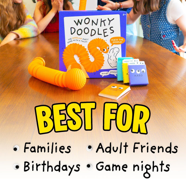 Lucky Egg Wonky Doodles – Hilarious Drawing Games for Family Game Night & Parties – Family Board Games for Adults with Wonky Doodler, 150 Word Cards & Whiteboard – Fun Game for Groups Ages 8+