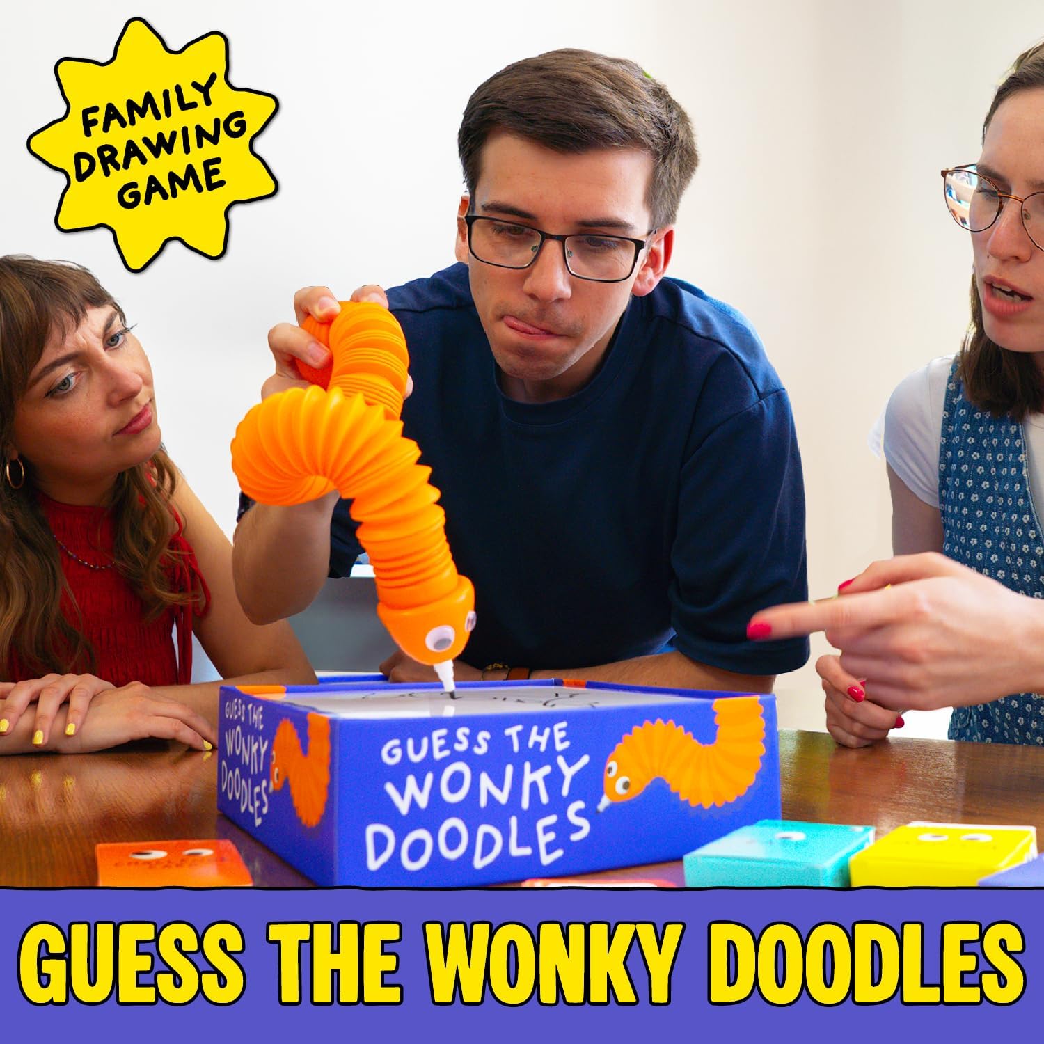 Lucky Egg Wonky Doodles – Hilarious Drawing Games for Family Game Night & Parties – Family Board Games for Adults with Wonky Doodler, 150 Word Cards & Whiteboard – Fun Game for Groups Ages 8+