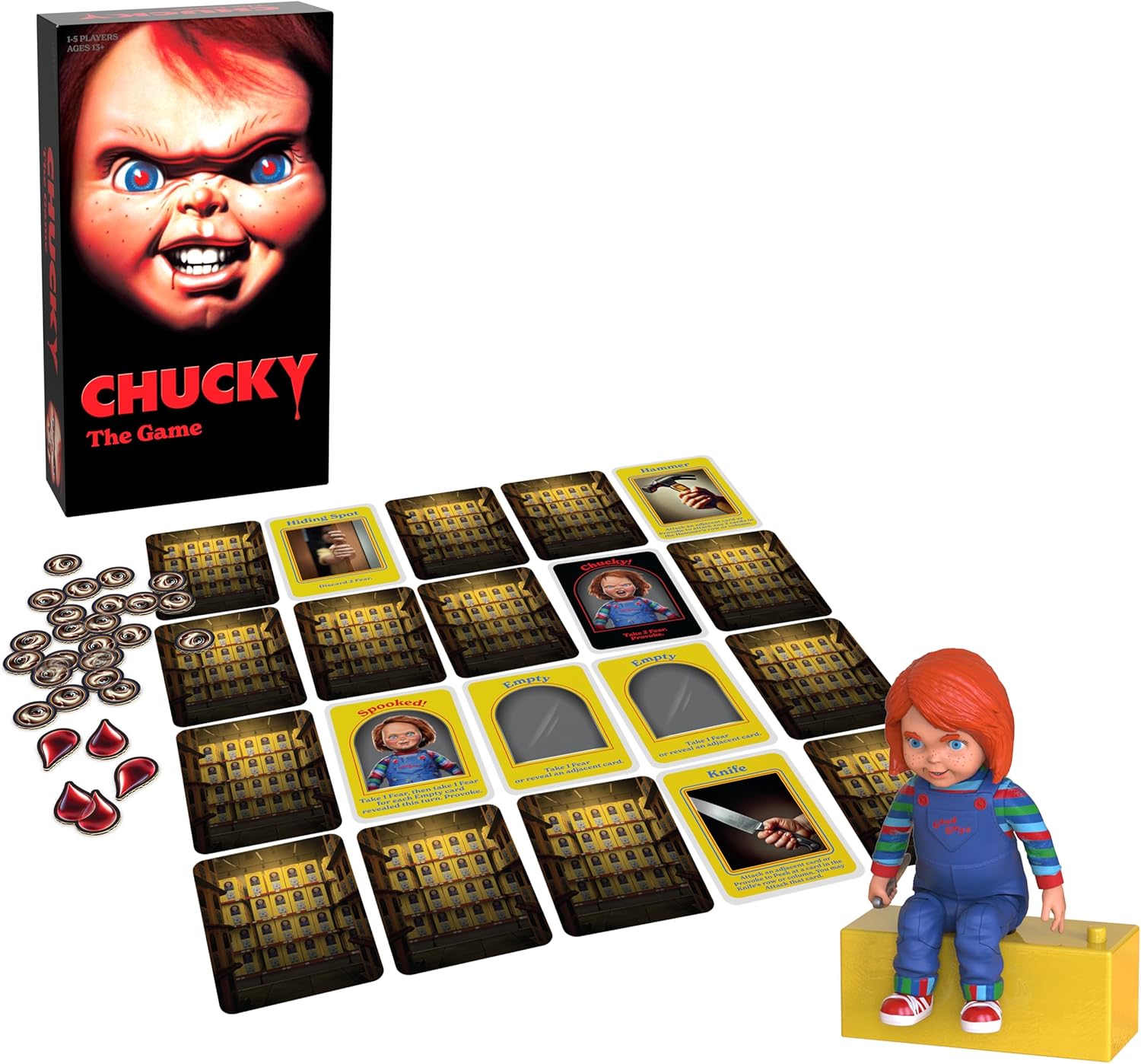 Goliath – CHUCKY – English Edition - Horror Board Game for Ages 14+ – 1 to 5 Players – 15 Min – Cooperative Game for Family or Friends – Attack Chucky or Fail – Includes Electronic Doll