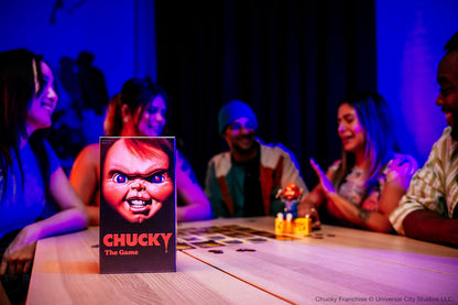 Goliath – CHUCKY – English Edition - Horror Board Game for Ages 14+ – 1 to 5 Players – 15 Min – Cooperative Game for Family or Friends – Attack Chucky or Fail – Includes Electronic Doll