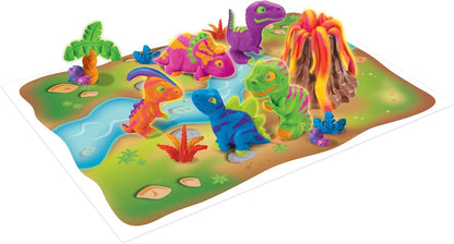 Lexibook, Dino Fluorescerende Kneedbare Kleisetjes, Blauw Paars Rood Oranje Groen Geel Roze, CRDOUGH11