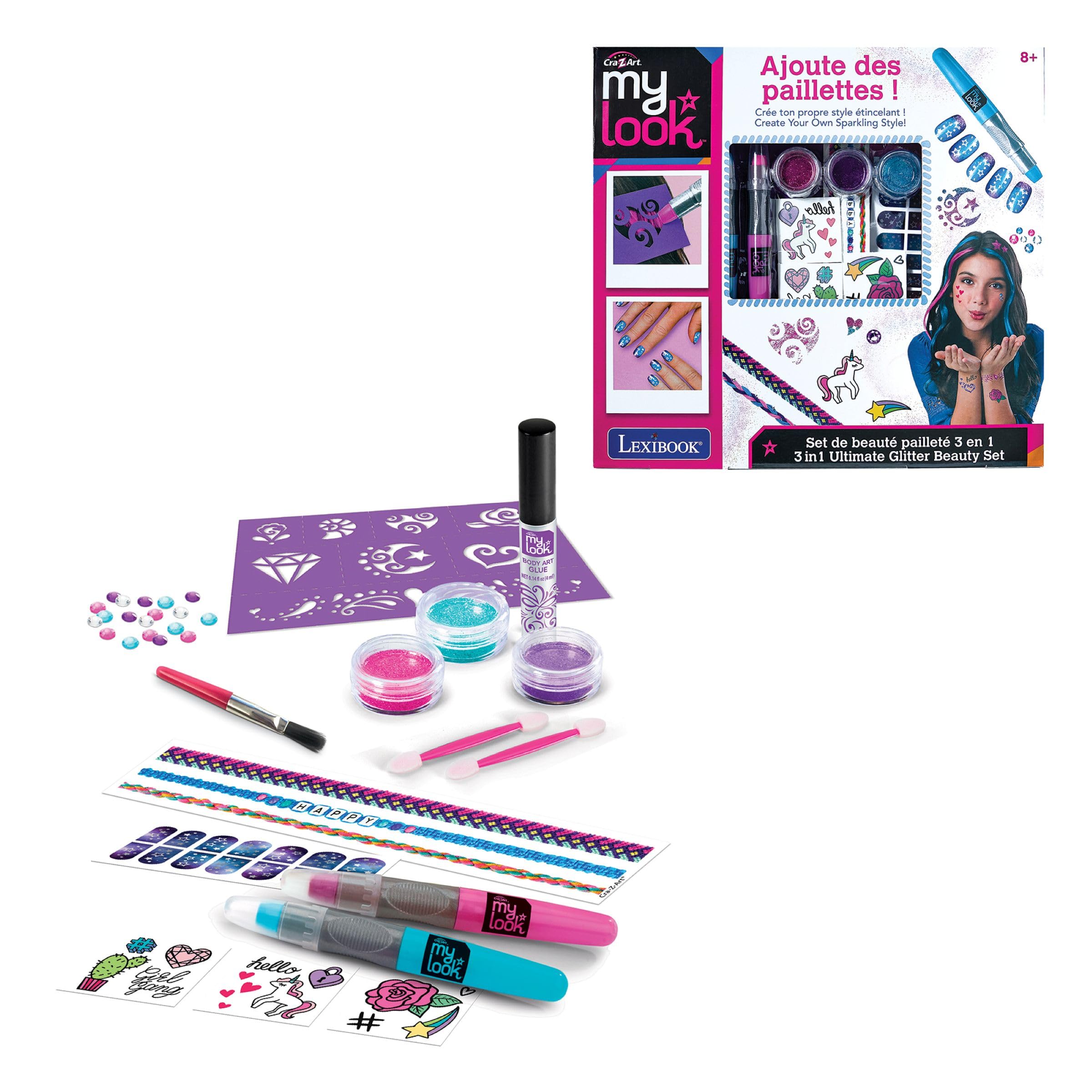 Lexibook, 3-in-1 beautyset, blauw roze paars, CRSS18