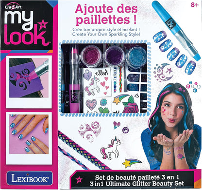 Lexibook, 3-in-1 beautyset, blauw roze paars, CRSS18