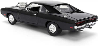 Jada Toys Fast & Furious 9 Dom's 1970 Dodge Charger, Tuning-Modell im Maßstab 1:24, zu öffnenden Türen, Freilauf, Motorhaube und Kofferraum, schwarz