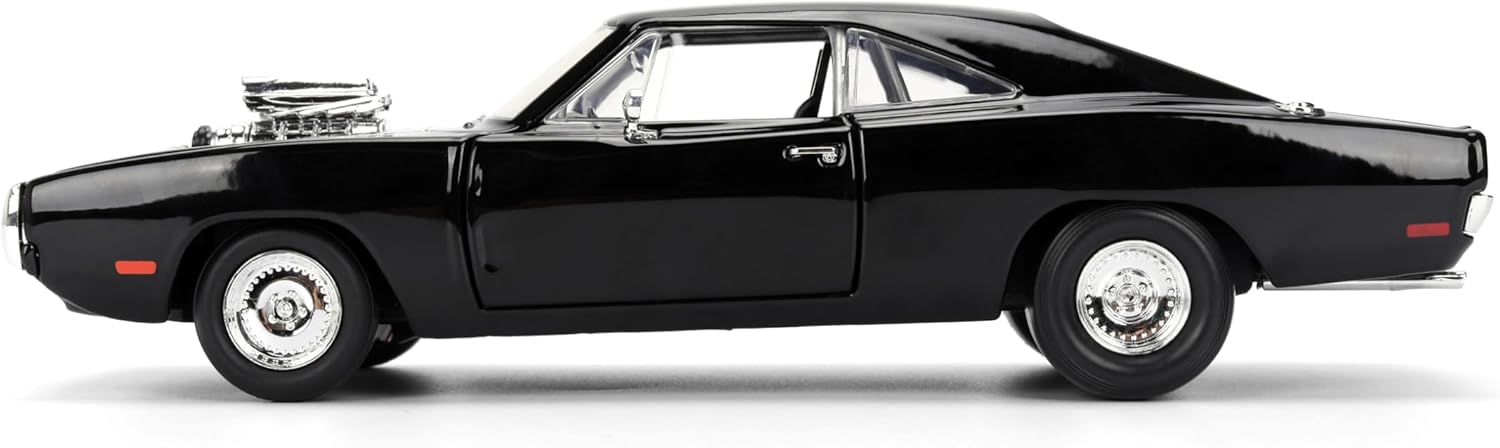 Jada Toys Fast & Furious 9 Dom's 1970 Dodge Charger, Tuning-Modell im Maßstab 1:24, zu öffnenden Türen, Freilauf, Motorhaube und Kofferraum, schwarz