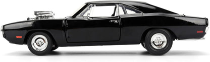 Jada Toys Fast & Furious 9 Dom's 1970 Dodge Charger, Tuning-Modell im Maßstab 1:24, zu öffnenden Türen, Freilauf, Motorhaube und Kofferraum, schwarz