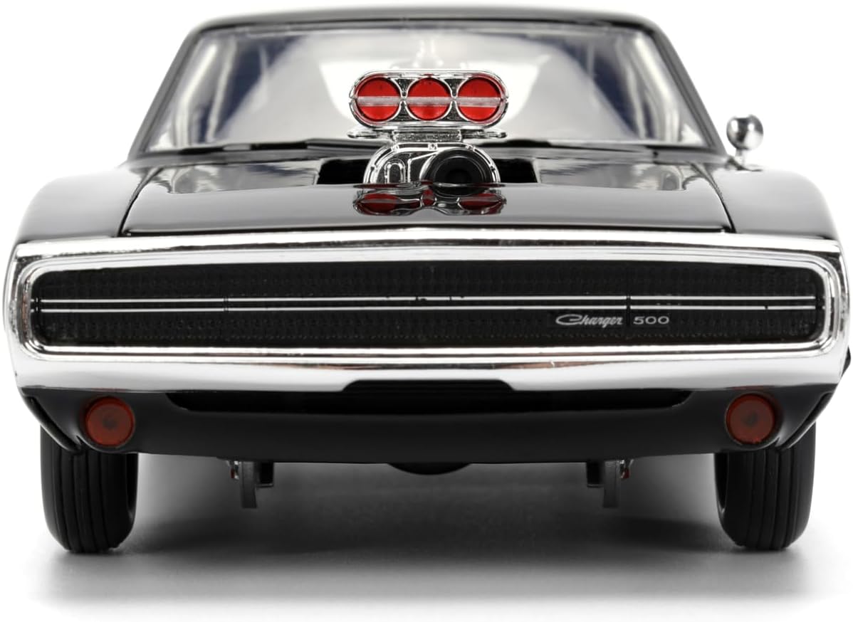 Jada Toys Fast & Furious 9 Dom's 1970 Dodge Charger, Tuning-Modell im Maßstab 1:24, zu öffnenden Türen, Freilauf, Motorhaube und Kofferraum, schwarz