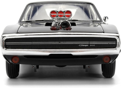 Jada Toys Fast & Furious 9 Dom's 1970 Dodge Charger, Tuning-Modell im Maßstab 1:24, zu öffnenden Türen, Freilauf, Motorhaube und Kofferraum, schwarz