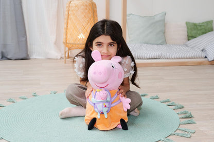 Simba Official PEPPA PIG, MUMMY PIG + EVIE plush soft toy for kids, fan favourite gift