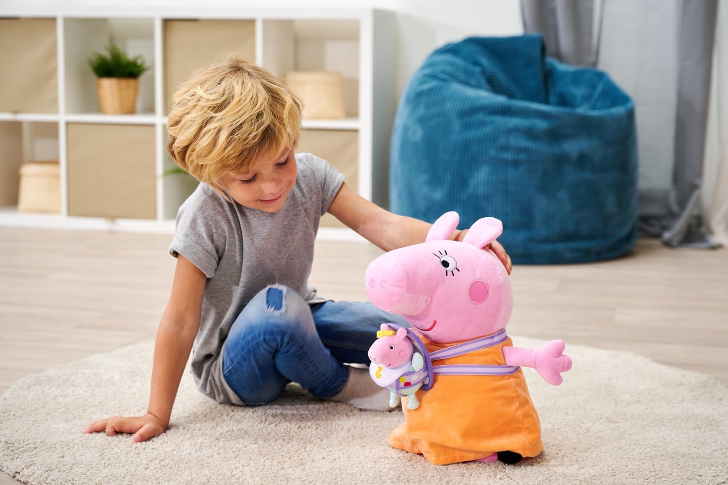 Simba Official PEPPA PIG, MUMMY PIG + EVIE plush soft toy for kids, fan favourite gift