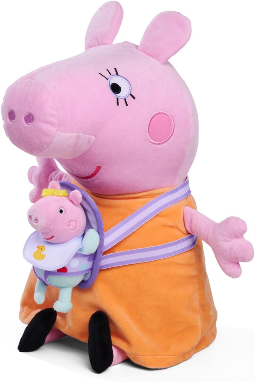 Simba Official PEPPA PIG, MUMMY PIG + EVIE plush soft toy for kids, fan favourite gift