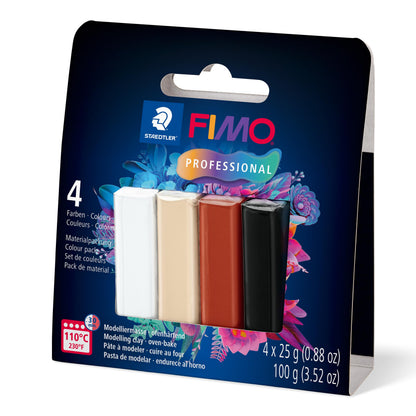 STAEDTLER Polymer Modelling Clay - FIMO Professional - Oven Bake Clay - Starter Set - 4 Assorted Natural Colours, 8043-S2