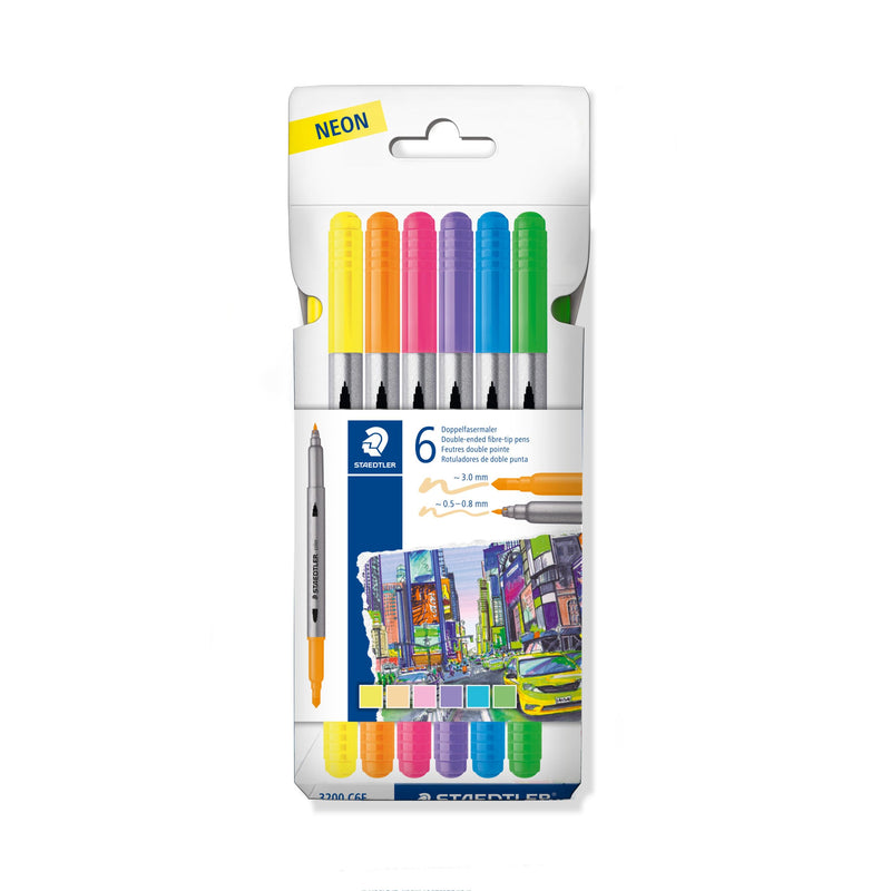 Staedtler - Dual-Tip Markers , 6 Assorted (3200 C6F)