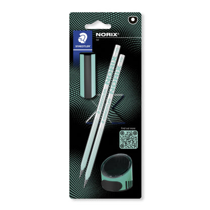 Staedtler - Norix Pencil Set,  2 Pencils, Eraser And Sharpener - Green (181 Sbk2-2)