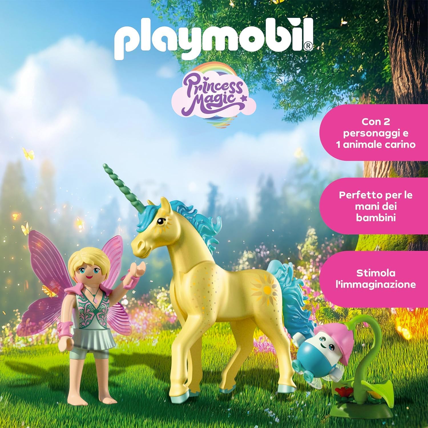 Playmobil Fantasy & Magic Excursión de las hadas | 2 hadas, familia de unicornios y Joyling con cueva de piedras preciosas | Fomenta la creatividad | Juguete para niños a partir de 4 años | 72067