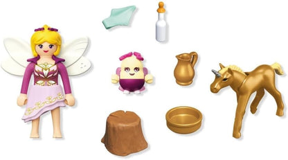 Playmobil Golden Unicorn Foal with Fairy – Magical Fantasy Figure Set with Accessories, Imaginative Role‑Play Toy for Kids Ages 4+