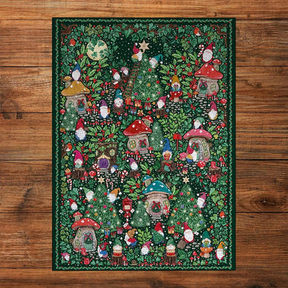 Gibsons Christmas Village 1000 Piece Jigsaw Puzzle for Adults The Art File Collection Festive Gnomes Colourful Forest Scene Premium Gift 100% Recycled Board Sustainable & Beautiful Artwork