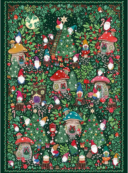Gibsons Christmas Village 1000 Piece Jigsaw Puzzle for Adults The Art File Collection Festive Gnomes Colourful Forest Scene Premium Gift 100% Recycled Board Sustainable & Beautiful Artwork