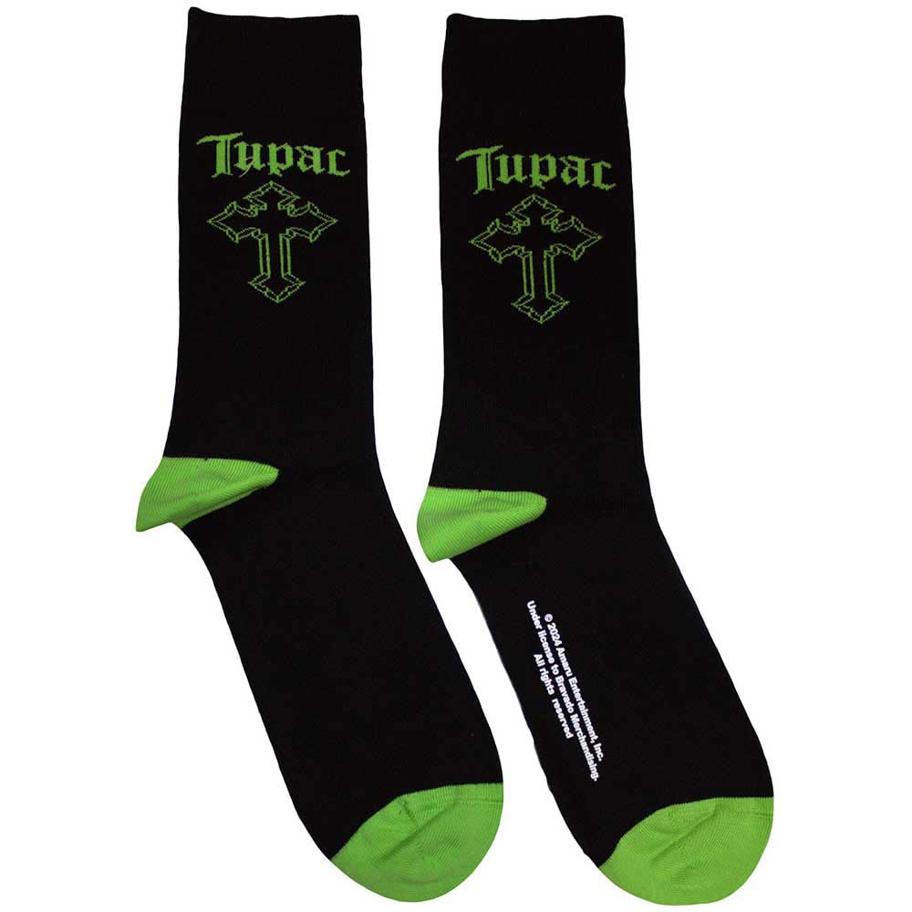 Ankle Socks # Unisex Black # Green Cross