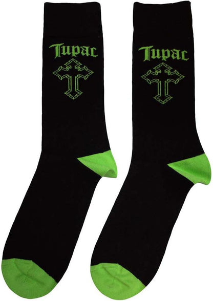 Ankle Socks # Unisex Black # Green Cross