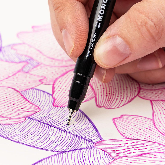 Tombow MONO drawing pen fineliner pink, drawing pen, water-resistant pigment ink, 0.3 mm tip, for sketches and technical drawings