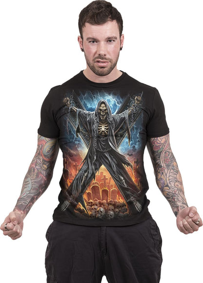 Spiral - CROSSED OVER (Unisex Black Short Sleeve T-Shirts) Ex Ex Large