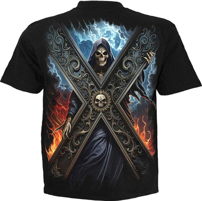 Spiral - CROSSED OVER (Unisex Black Short Sleeve T-Shirts) Ex Ex Large