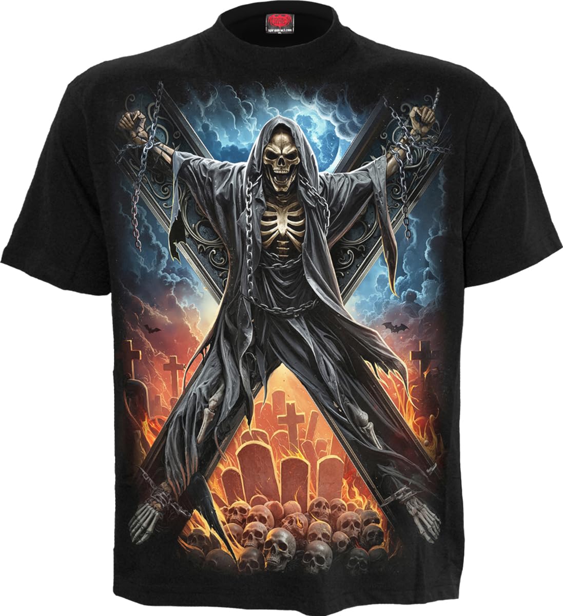 Spiral - CROSSED OVER (Unisex Black Short Sleeve T-Shirts) Ex Ex Large