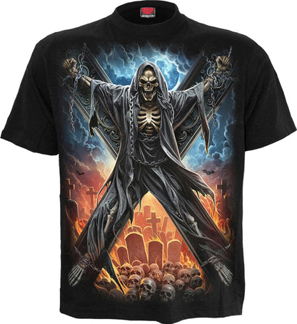 Spiral - CROSSED OVER (Unisex Black Short Sleeve T-Shirts) Large