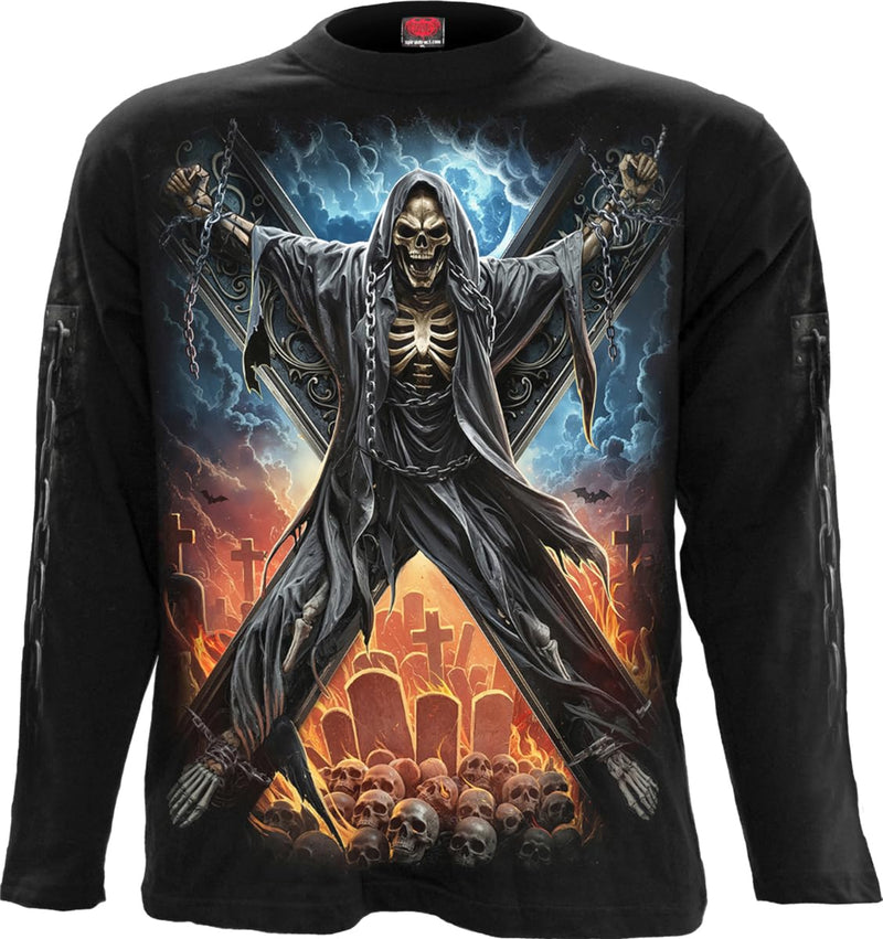 Spiral - CROSSED OVER (Unisex Black Long Sleeve T-Shirts) Ex Ex Large