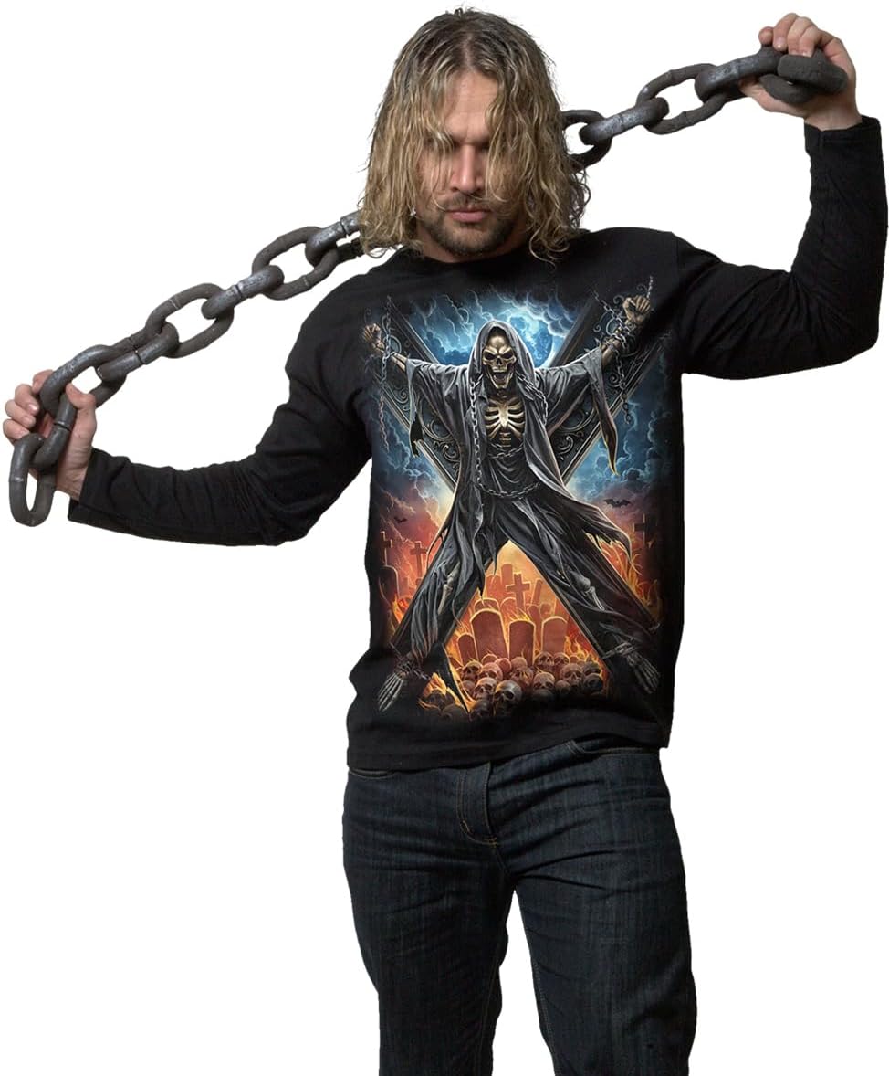 Spiral - CROSSED OVER (Unisex Black Long Sleeve T-Shirts) Ex Large